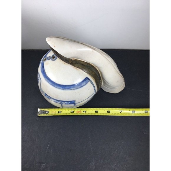 Vintage Pottery Ceramic Porcelain Blue & White Hand Painted Container  Signed - Picture 11 of 13